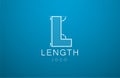 Logo template letter L in the style of a technical drawing. Royalty Free Stock Photo