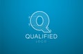 Logo template letter Q in the style of a technical drawing. Royalty Free Stock Photo
