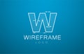 Logo template letter W in the style of a technical drawing. Royalty Free Stock Photo