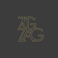 Logo template letters Z, zigzaz, in the style of a technical drawing with lines Royalty Free Stock Photo