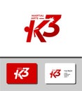 Logo template for martial art, K letter forming the man that kicking three number