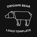 Logo template of origami bear in modern linear flat style. Vector illustration.