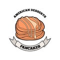 Logo template with pancakes. Colorful vector illustration. Royalty Free Stock Photo