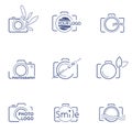 logo template for photographer, photo studio, camera signs set