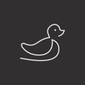 Logo template with rubber duck swimming ring, vector illustration isolated on white background. Silhouette, side view graphic duck