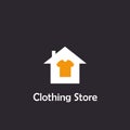 Logo Template Simple clothing store design formed from a home icon and a clothing icon. vector illustration,