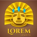 Logo template, vector, ancient mayan golden mask