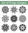 Logo templates for spa and yoga center. Mandala set. Indian antistress medallion. Collection of relax symbols. Abstract henna Royalty Free Stock Photo