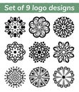 Logo templates for spa and yoga center. Mandala set. Indian antistress medallion. Collection of relax symbols. Abstract henna Royalty Free Stock Photo