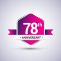 Logo 78th anniversary celebration isolated in red hexagon shape and red ribbon colored, vector design