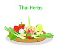 Logo Thai Herbs Vector On Background.