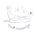 Logo thai massage. Silhouette of a woman getting traditional thai stretching massage by therapist.