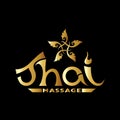 Logo for Thai massage with traditional thai ornament, pattern element in gold. Royalty Free Stock Photo