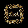 Logo for Thai massage with traditional thai ornament, pattern element in gold. Royalty Free Stock Photo