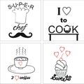 Logo on the theme of cooking and food with inscriptions