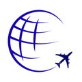 Logo on the theme of global air travel and travel