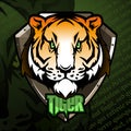 Logo of Tiger Head on knightly Shield Royalty Free Stock Photo