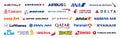 Logo of top important airlines in the world, illustrative editorial vector