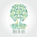 Logo tree swirly hearts symbol icon vector