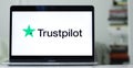 Logo of Trustpilot, a website hosting reviews of businesses for consumer benefit, on a screen