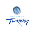 Logo for Turkey with blue arabic plate, Turkish symbol