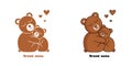 Logo with two hugging bears and hearts