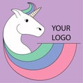 Logo with a unicorn for your company. Pegasus Icon. Color illustration.