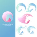 Logo with a unicorn for your company. Pegasus Icon. Gradient flat illustration.