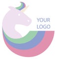 Logo with a unicorn for your company. Pegasus Icon. Flat illustration.