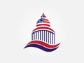 Logo USA flag on cupola building icon