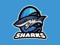 Sport and e-sport Team Mascot Logo , Blue Shark Vector Illustration