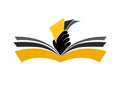 Logo vector of book pages being held by hand out of book