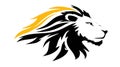 Stylized Lion Head Profile with Yellow and Black Mane - Vector Art Royalty Free Stock Photo