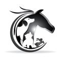 Logo vector horse, dog ,cat and rabbit silhouettes Royalty Free Stock Photo