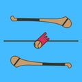 Vector hurling game. Irish hurling. Hurley and sliotar. Royalty Free Stock Photo