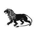 Logo vector lion, black silhouette on a white background.