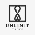 Logo vector unlimited symbols and hourglass Royalty Free Stock Photo