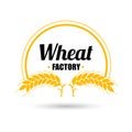 Logo vector wheat factory on white background. Orange circle