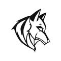 Logo vector wolf head, black silhouette on a white background. Royalty Free Stock Photo