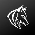 Logo vector wolf head, white silhouette on a black background. Royalty Free Stock Photo