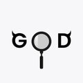 GOD word logo vector with Magnifying Glass