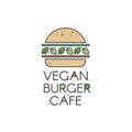 Logo for Vegan or Vegetarian Burger Grill Cafe or Restaurant, Vegan Burger with Fresh Salad and Organic Vegetables
