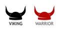 Logo with Viking Horned Helmet silhouette on white background with caption.