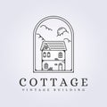 logo of vintage cottage line art icon sign symbol vector illustration design...