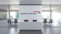 Logo of BRITISH AIRWAYS on a wall in the modern office, editorial conceptual 3D rendering Royalty Free Stock Photo