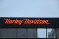 Logo on the wall from the motorcycle brand Harley Davidson at a store in Nieuwerkerk aan den IJssel in the Netherlands near Royalty Free Stock Photo