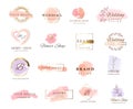 Logo watercolor background banner.for wedding,luxury logo,banner,badge,printing,product,package.vector Royalty Free Stock Photo