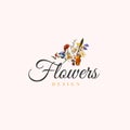 logo with watercolor beauty wildflowers