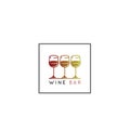 Logo of Winery or Wine Bar or Restaurant with Three Wineglasses with Gradient Colour