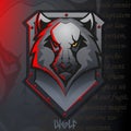 Logo of Wolf Head on knightly Shield Royalty Free Stock Photo